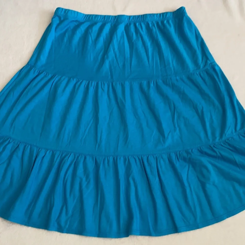{VTG} Russ Berens Malibu USA | Y2K Cotton Modal Tiered Boho Peasant Skirt Blue M - Picture 10 of 12